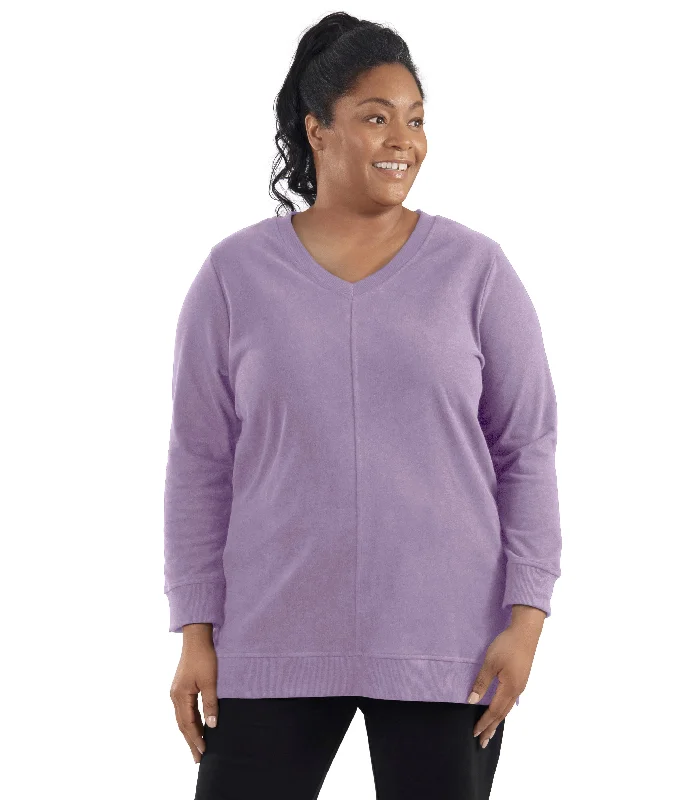 women's long sleeve tops with scoop necksLegacy Cotton Casual V-neck Long Sleeve Tunic Classic Colors