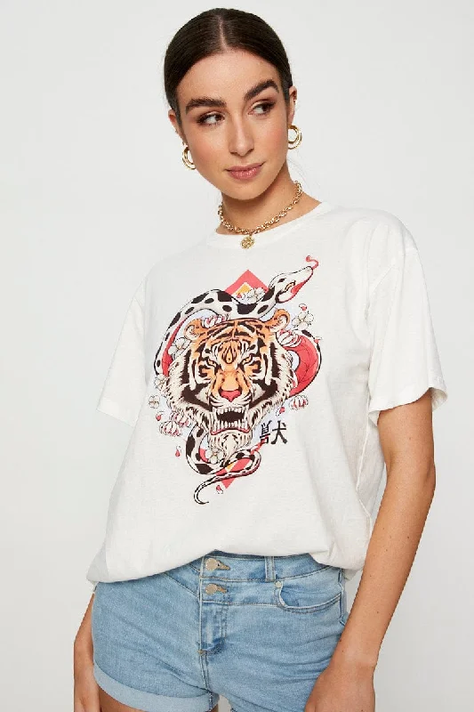 women's T-shirts with limited-edition designsWhite Graphic T Shirt Short Sleeve