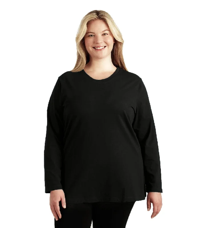 women's long sleeve tops with round necksStretch Naturals Lite Long Sleeve Scoop Neck Top Basic Colors