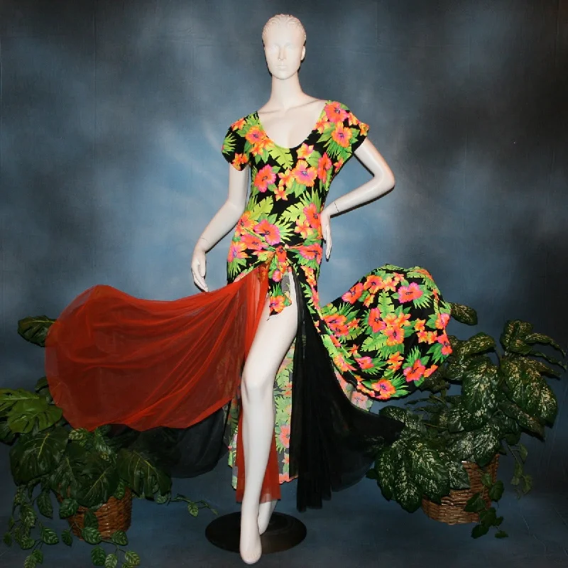 women's formal tiered skirtsTropical Print Bodysuit & Ballroom Skirt-Tropical