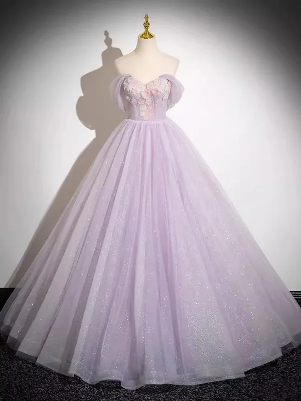 bohemian party dressesOff Shoulder Long Lilac Prom Dresses with Appliques, Off the Shoulder Formal Dresses, Long Lilac Evening Dresses SP2999