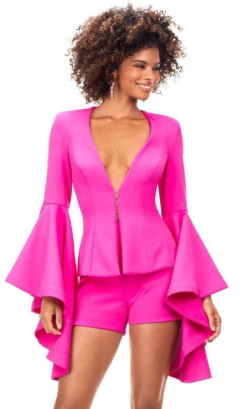 women's long sleeve tops with athletic fitsAshley Lauren 4572 - Two-Piece Long Sleeved Romper