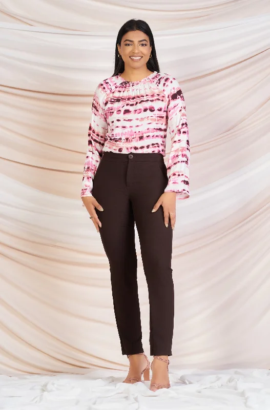 women's long sleeve tops with peplum hemsDye Print Long Sleeve Top - Regular Fit