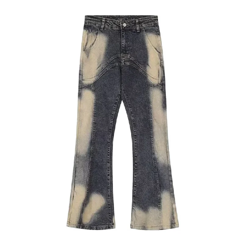 women's denim jeans with elastic waistbandswomen's denim jeans with elastic waistbandsPM | Vintage Irregular Tie-dye Jeans