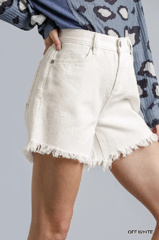 women's slim-fit shortsFASHNZFAB High Rise Denim Shorts With Raw Hem