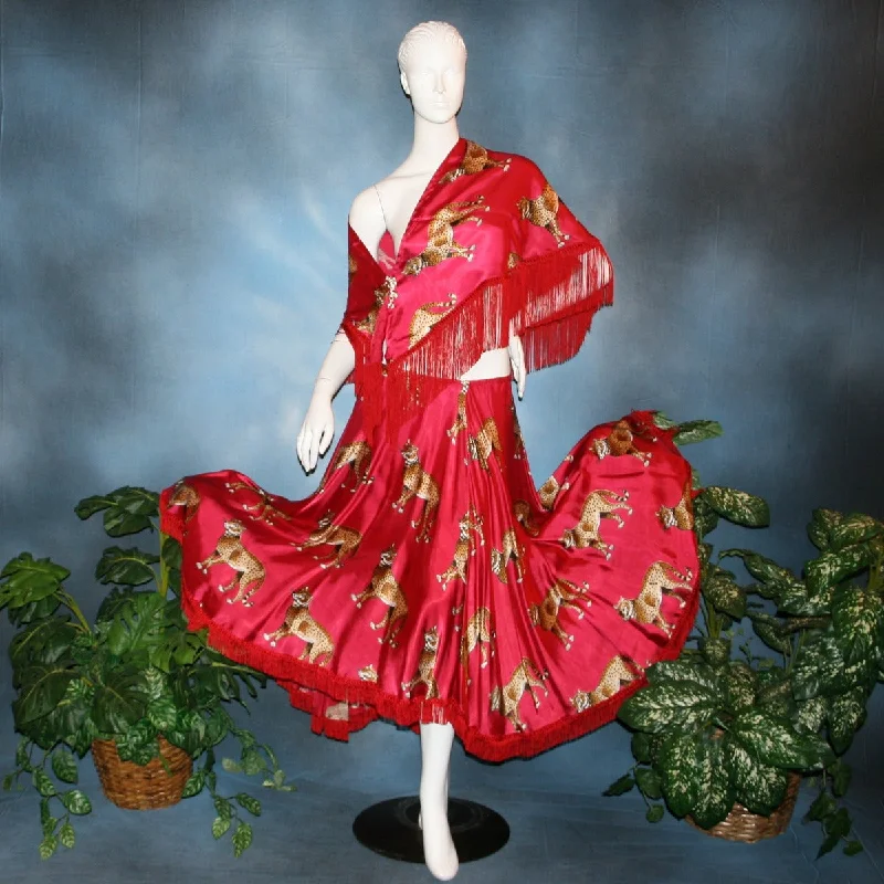 women's chic wrap skirtsRed Ballroom Skirt & Shawl-Wild Fire