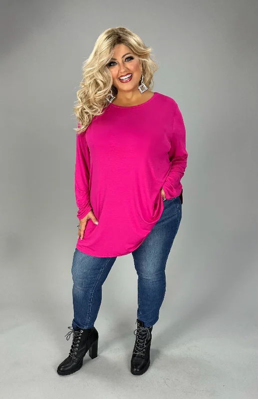 women's long sleeve tops with loose fits89 SLS {Free Your Minds} Magenta Long Sleeve Tunic PLUS SIZE 1X 2X 3X