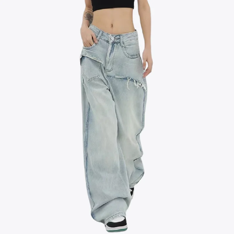 women's mom jeans denimwomen's mom jeans denimWomen's Irregular Splicing Jeans