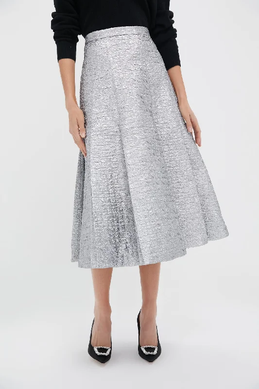 women's wrap skirtsSilver Metallic Seersucker Kensie Skirt