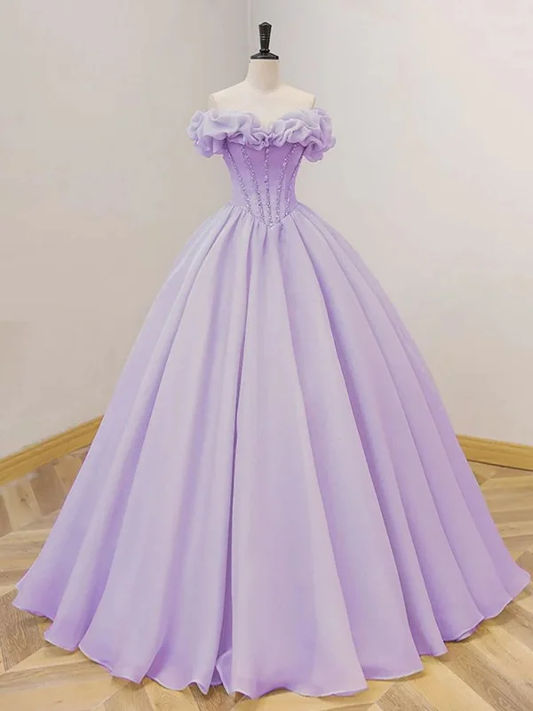 comfortable party dressesA Line Strapless Lilac Chiffon Long Prom Dresses, Long Lilac Formal Graduation Evening Dresses SP2901