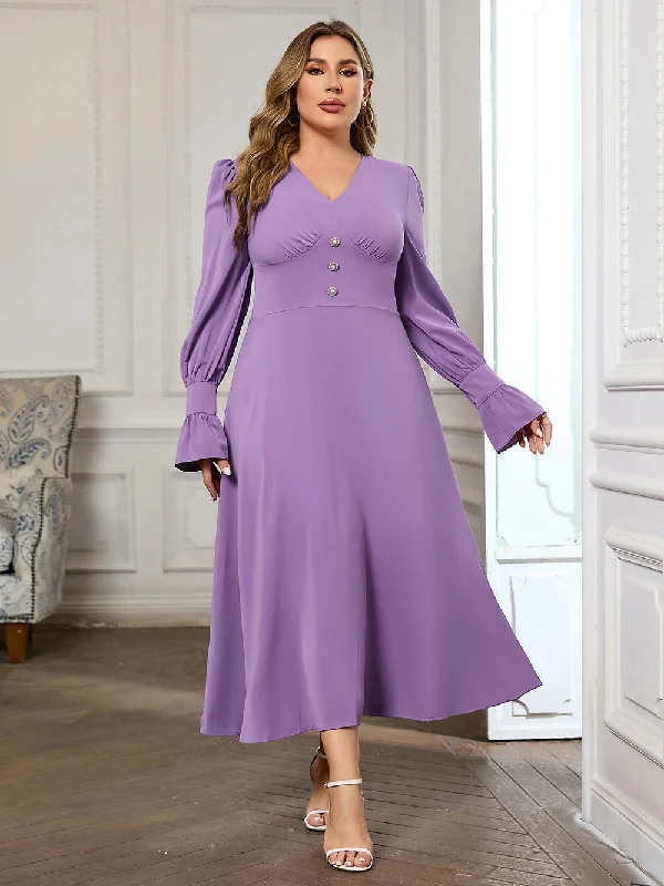 maxi-length midi dressesmaxi-length midi dressesV Neck Long Sleeve Plain Midi Bodycon Dress HB100471