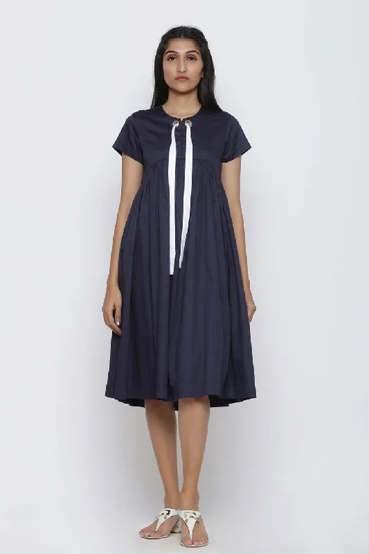 simple yet stylish midi dressessimple yet stylish midi dressesNavy Blue Gathered Midi Dress