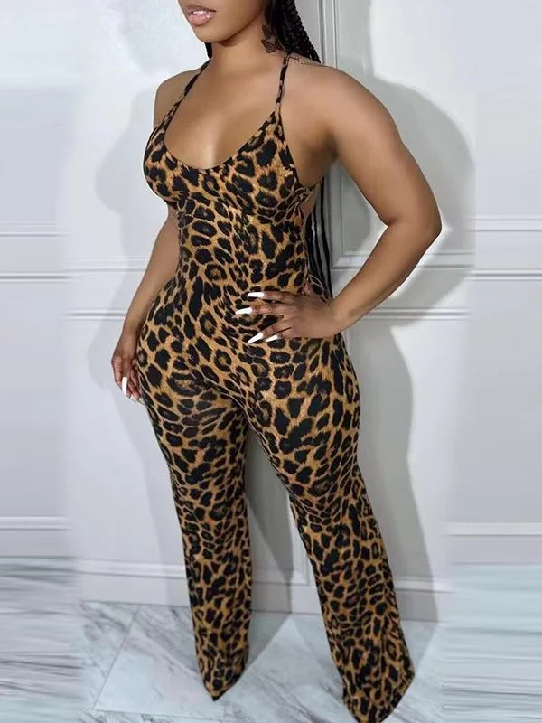 women's jumpsuits with high necksMotionkiller Leopard Cami Jumpsuit