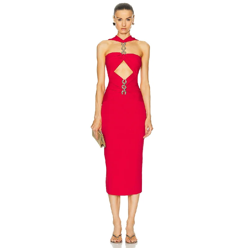 maxi midi dressesmaxi midi dressesSleeveless Cut Out Midi Bandage Dress HL9648