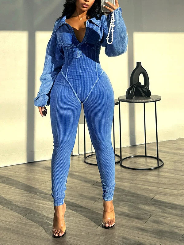 women's jumpsuits with neon colorsMotionkiller Washed V-Neck Jumpsuit