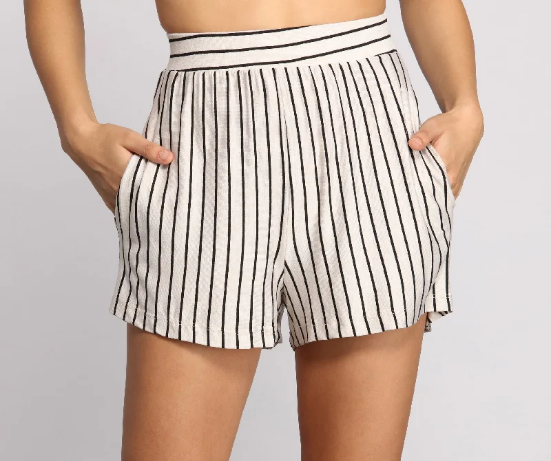 women's breathable shortsSweet Stripes High Waist Shorts