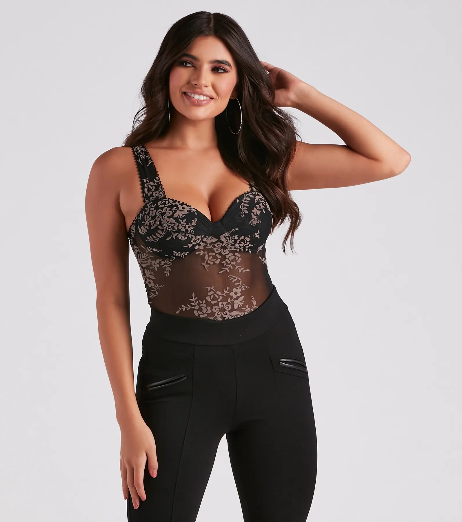 Bring The Allure Mesh Floral Bodysuit