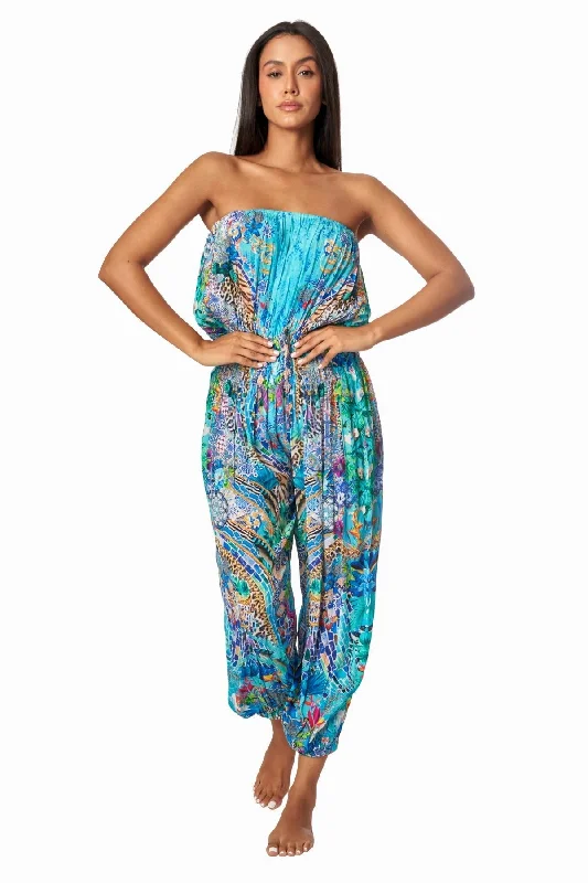 women's jumpsuits for plus-size figuresPoppy Garden Hippie Bohemian Jumpsuits with Front Pockets