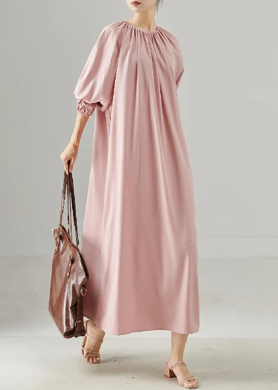 affordable maxi dressesUnique Pink Oversized Cotton Maxi Dresses Spring