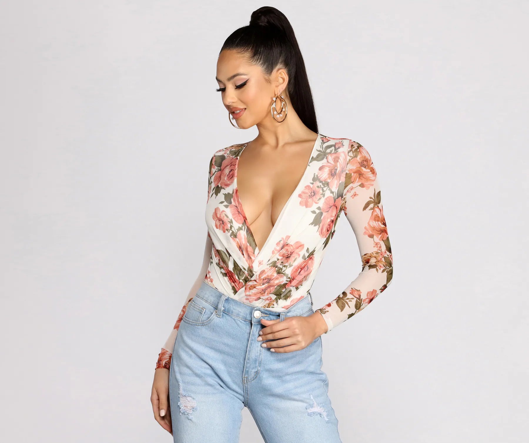 Fresh In Floral Mesh Bodysuit