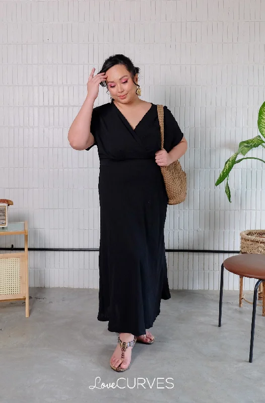 affordable maxi dressesWrap Maxi Dress - Black