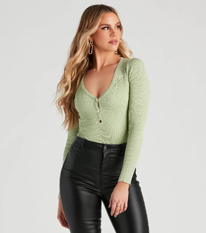 Oh Snap Button Henley Bodysuit