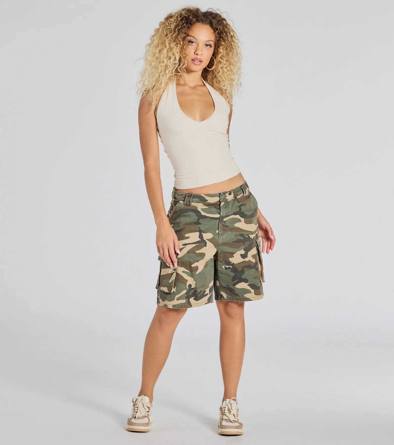 women's straight-leg shortsEffortlessly Cool Mid-Rise Camo Cargo Shorts