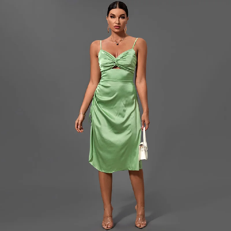 plus-size midi dressesplus-size midi dressesGreen Strappy Sleeveless Cut Out Midi Bodycon Dress FP21433