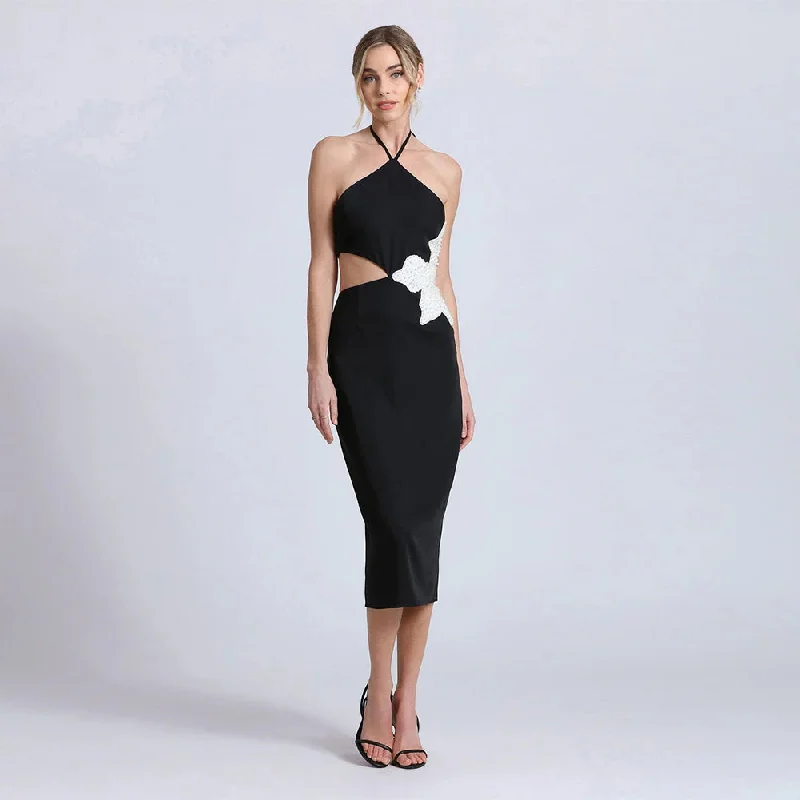 long midi dresseslong midi dressesHalter Sleeveless Cut Out Midi Bandage Dress HL9789