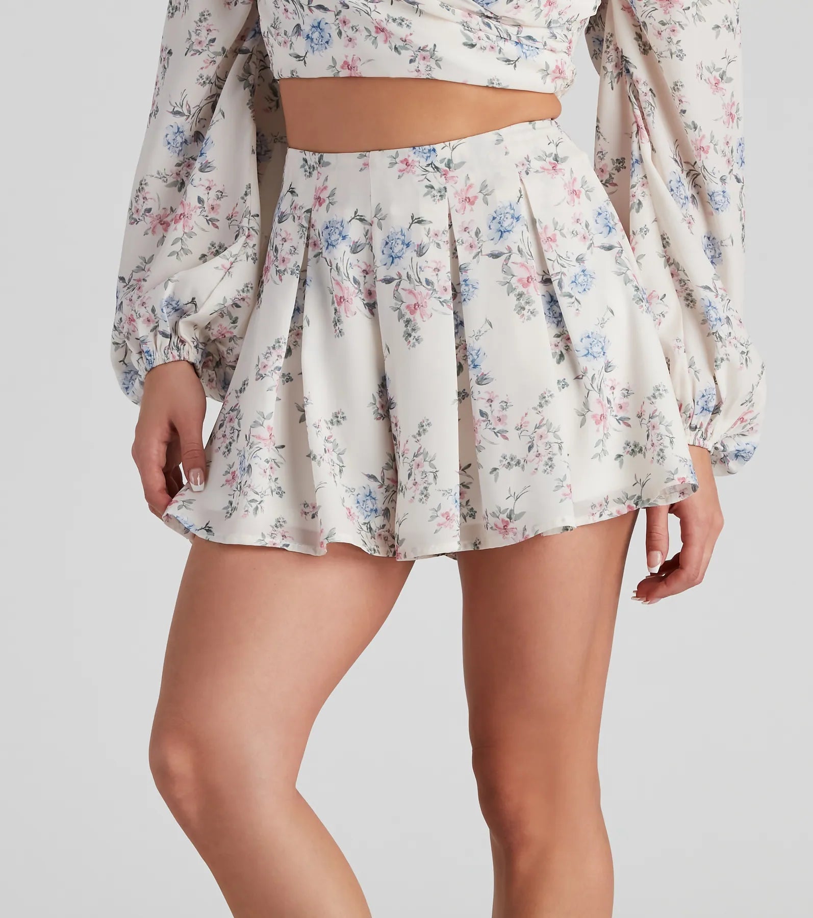 women's silk shortsSecret Garden Chiffon Flowy Shorts