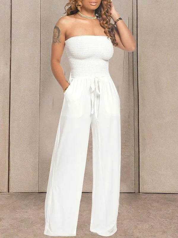 women's jumpsuits for beach outingsMotionkiller Bandeau Tied-Front Jumpsuit