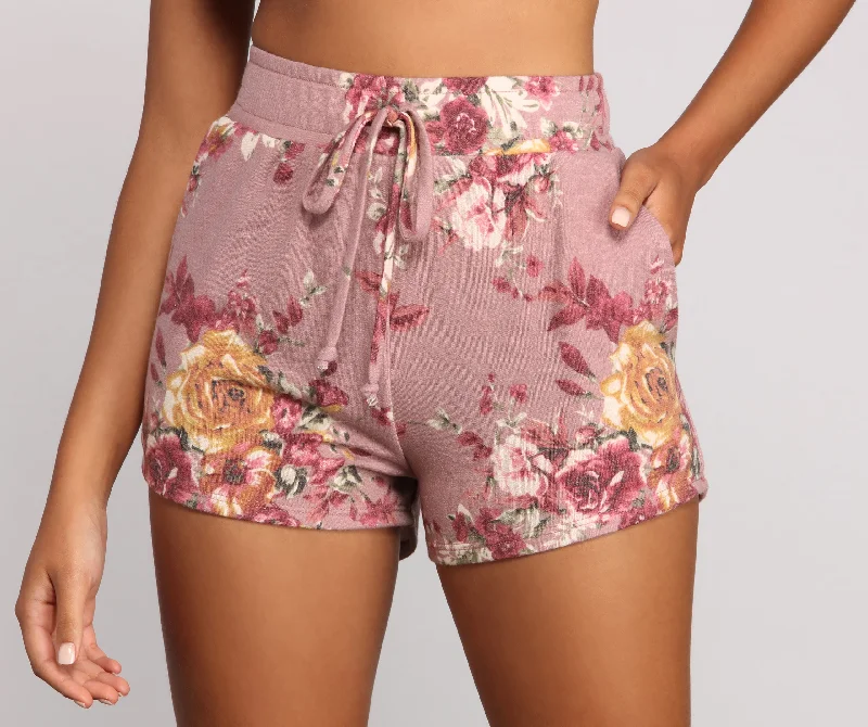 women's tall shortsFloral Dreams High Waist Pajama Shorts