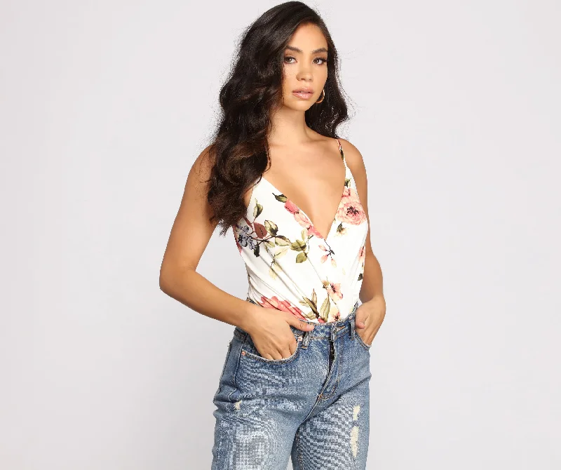 Floral Babe Spaghetti Strap Bodysuit