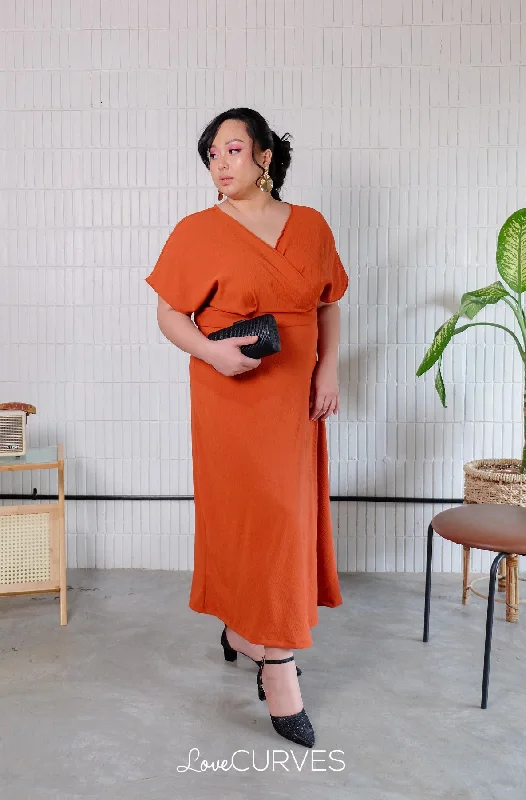 maxi dresses for yoga and meditationWrap Maxi Dress - Rust