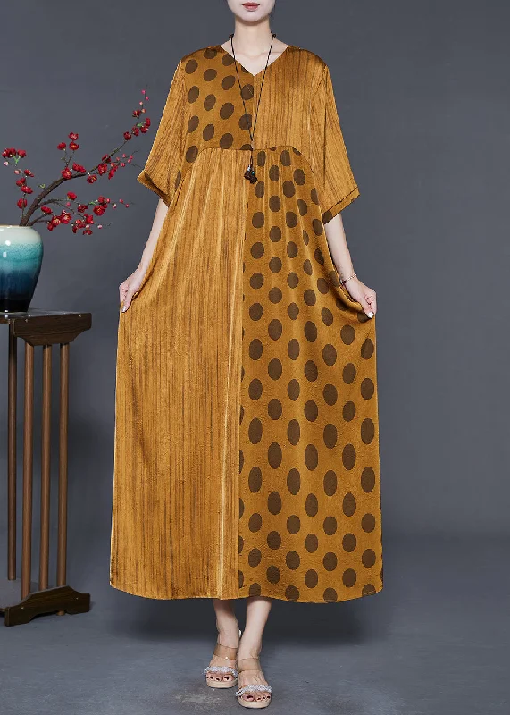 maxi dresses for day-to-night wearDIY Golden Oversized Patchwork Silk Maxi Dresses Summer