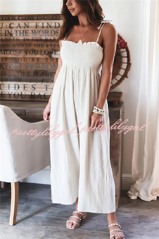 women's jumpsuits made of cottonElegant Solid Color High Waist Linen Blend Suspender Pleated Jumpsuit