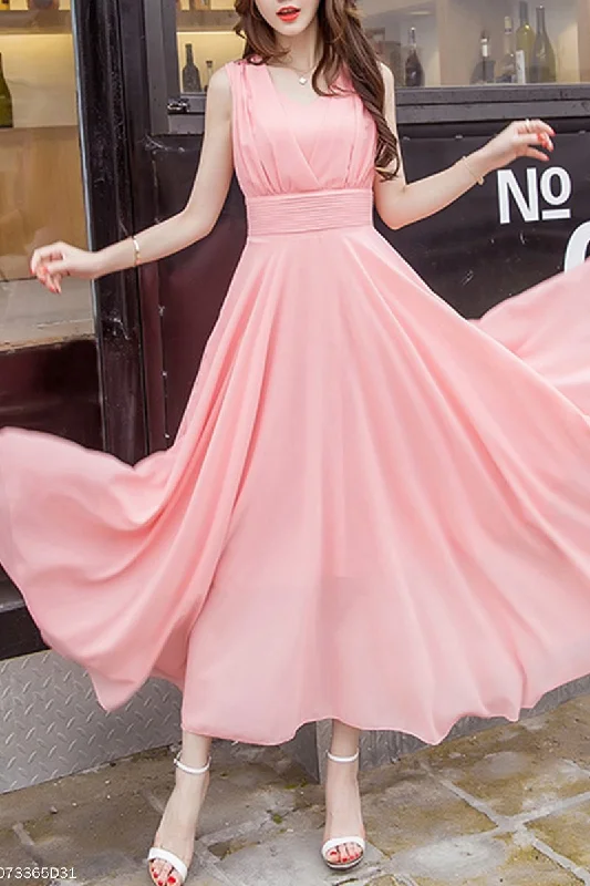 maxi dresses with empire waistsPeach Summer V-Neck Plain Chiffon Maxi Dresses  Flowy Long Bridesmaid Dresses N1564