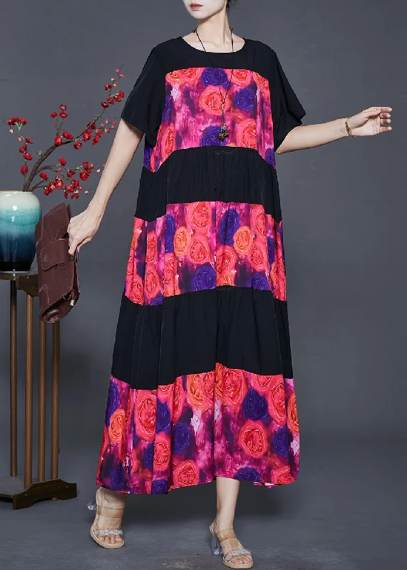 maxi dresses for plus sizeFashion Black Oversized Patchwork Chiffon Maxi Dress Summer