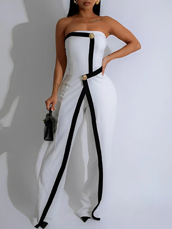 women's jumpsuits for lightweight designsTwo-Tone Strapless Jumpsuit