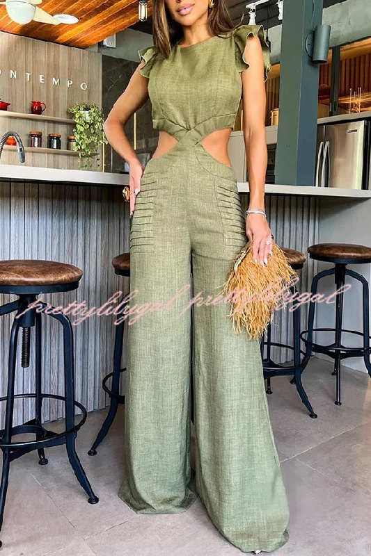 women's jumpsuits with pastel huesHidden Zipper Loose High Rise Wide Leg Jumpsuit