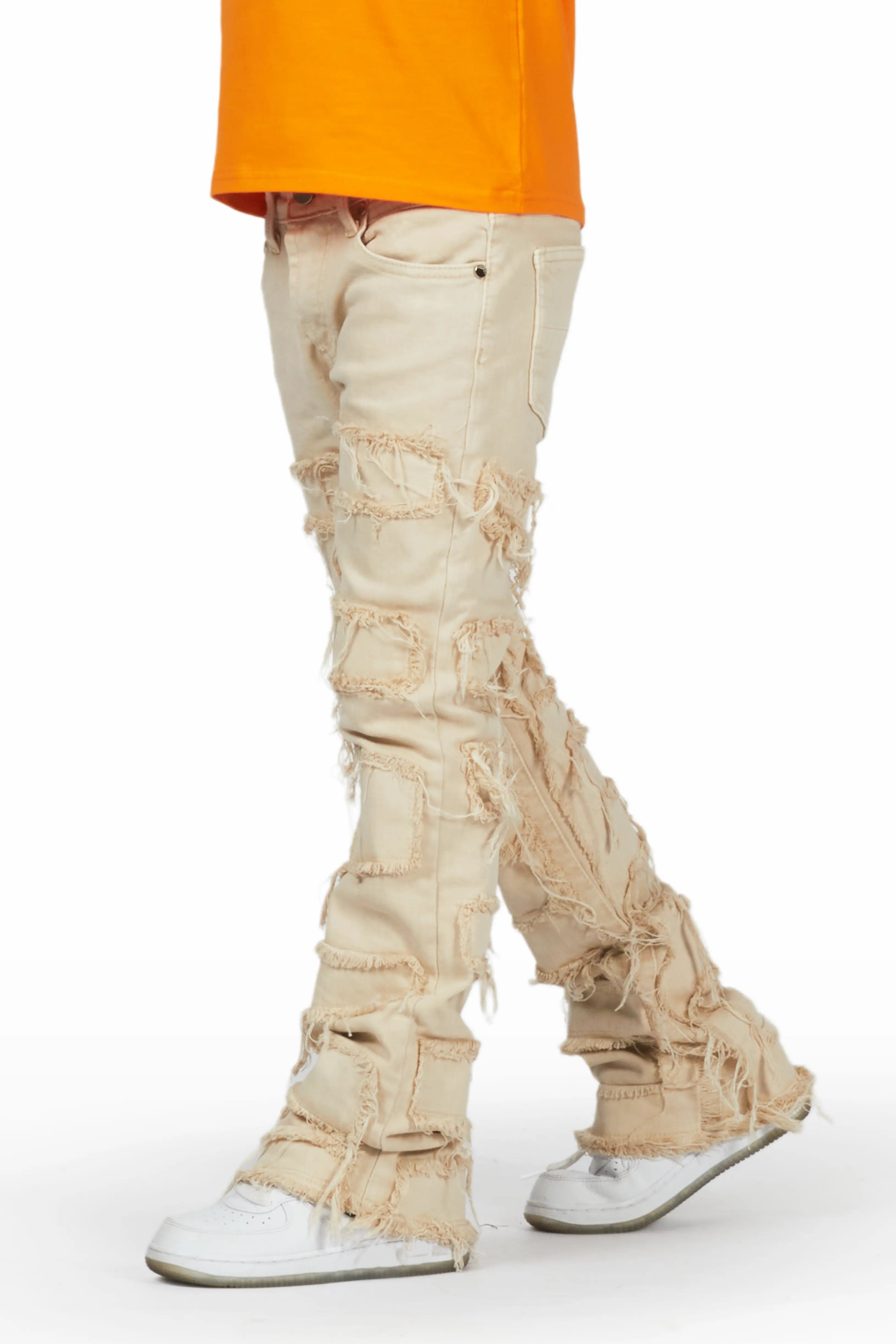 women's wedding pantsBoys Shake Beige Stacked Flare Jean