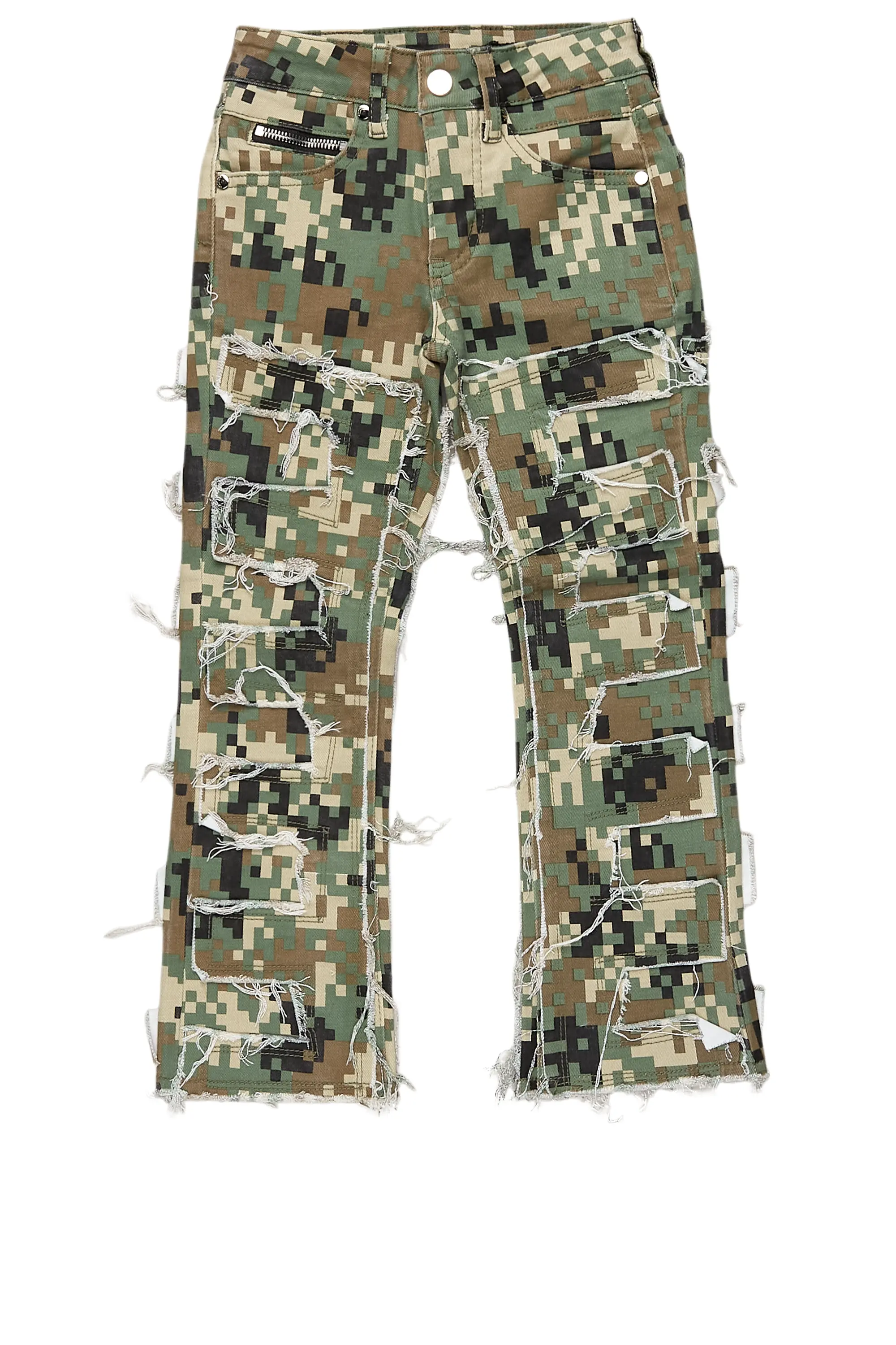 women's relaxed-fit pantsBoys Shake Digital Camo Stacked Flare Jean