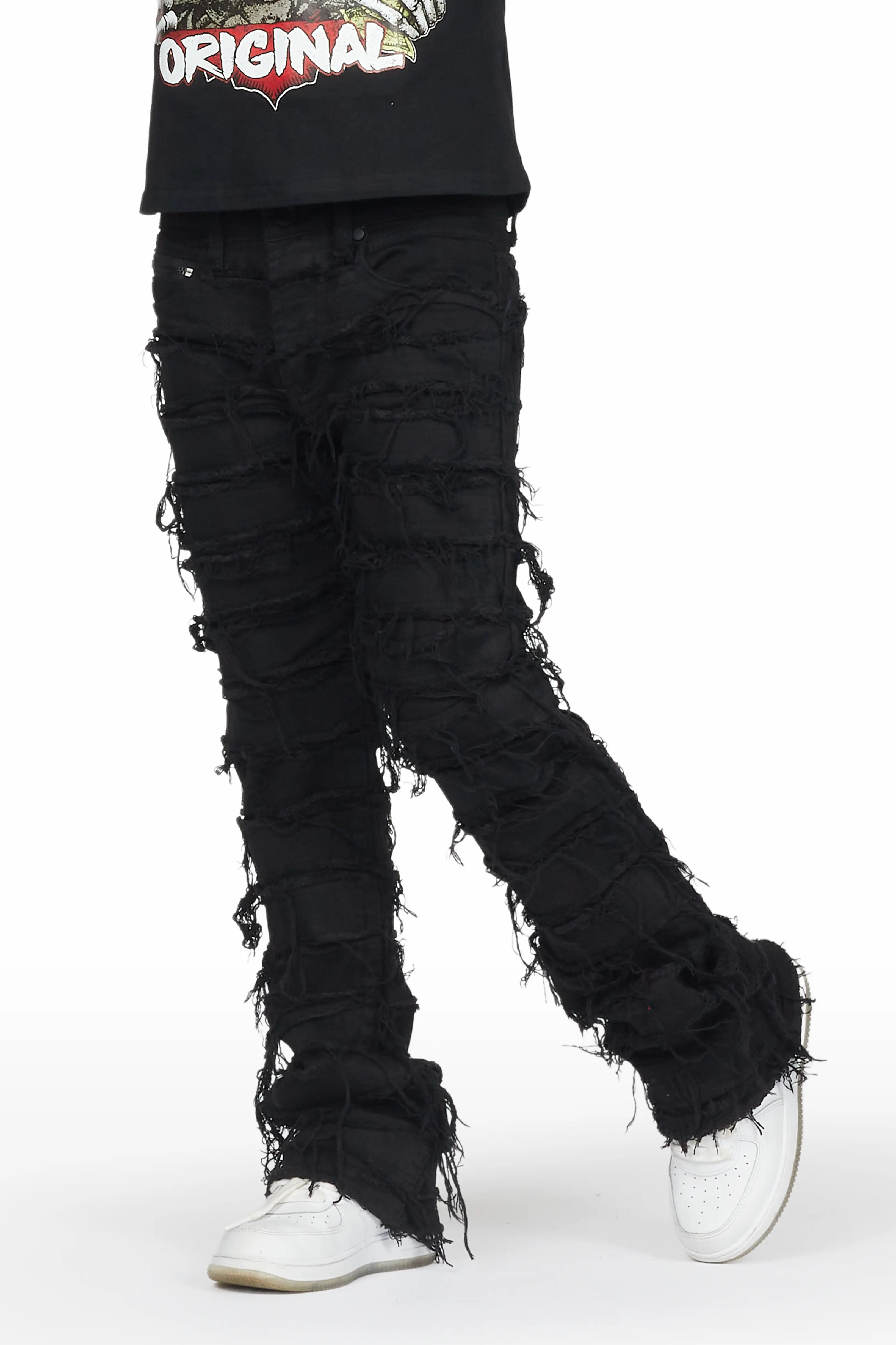 women's sophisticated pantsBoys Shake Jet Black Stacked Flare Jean