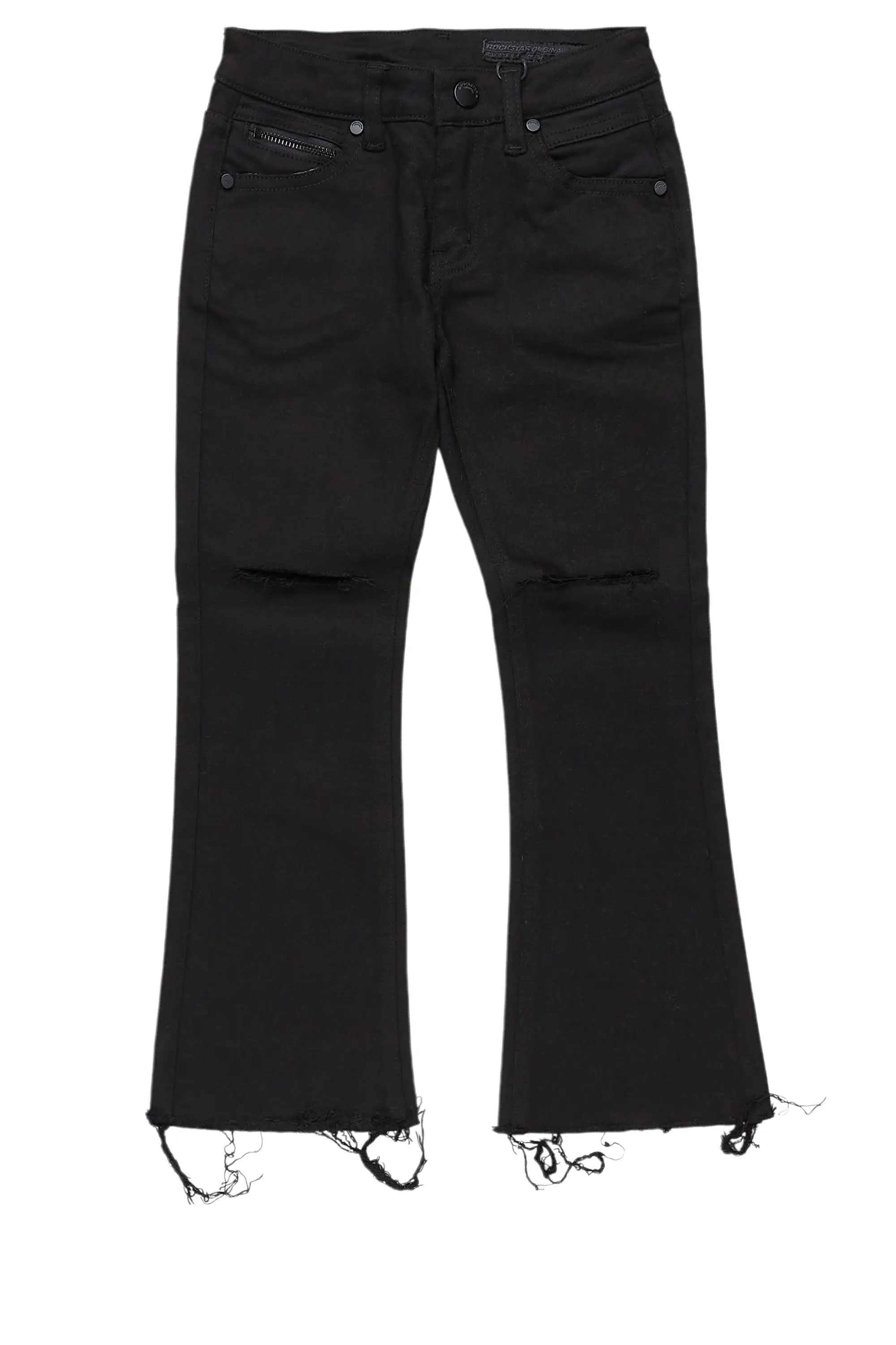 women's high-slung pantsBoys Josiah Black Stacked Flare Jean