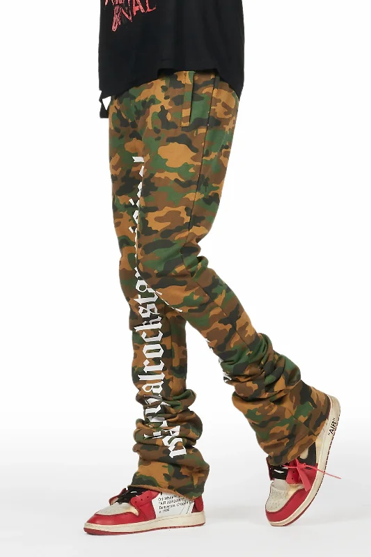 women's jogger pantsCallie Faded Camo Super Stacked Flare Pants