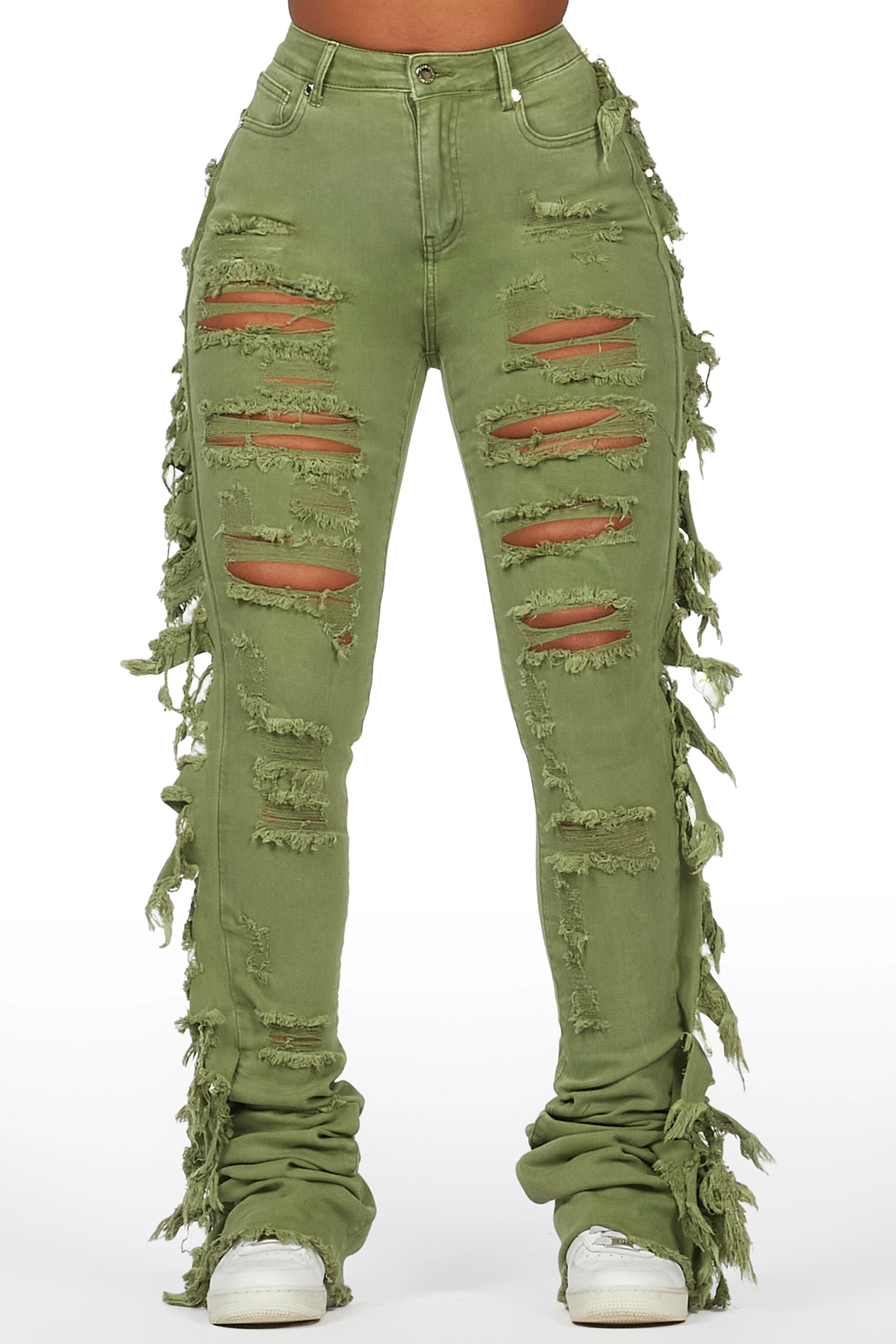 women's high-performance pantsCataleya Olive Super Stacked Jean