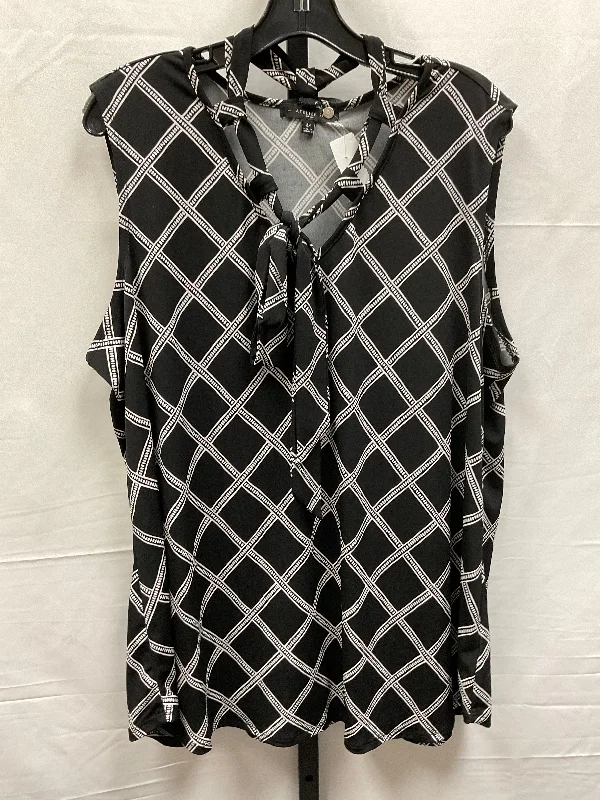 women's tops for those who want to stay cool and chic during warmer weatherBlack & White Top Sleeveless Atelier, Size 3x