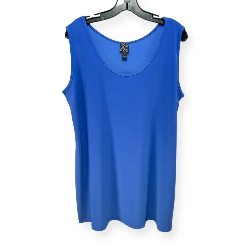 women's tops for those who want to wear pieces that are both comfortable and stylishBlue Top Sleeveless Clara Sun Woo, Size 1x