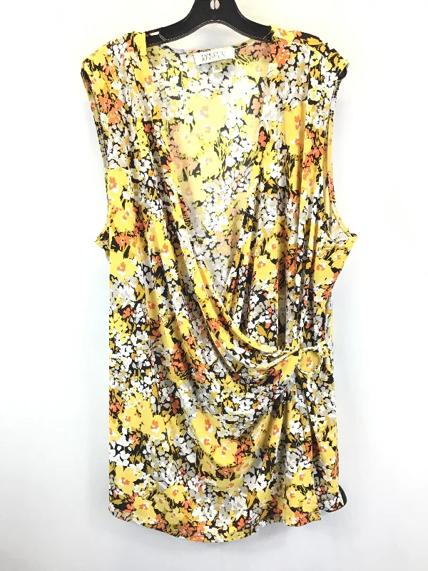 women's tops with flutter sleevesFloral Print Top Sleeveless Kasper, Size 3x