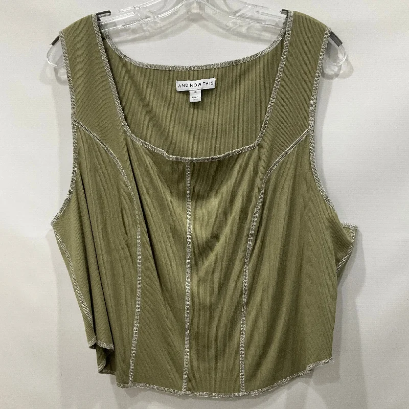 women's tops with floral printsGreen Top Sleeveless Cmc, Size 3x